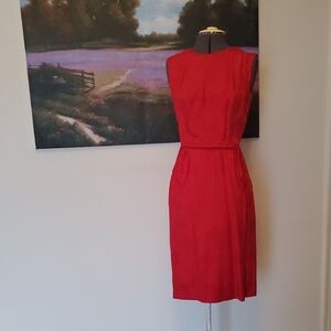 Vintage Bonwit Teller Red Sleeveless Dress